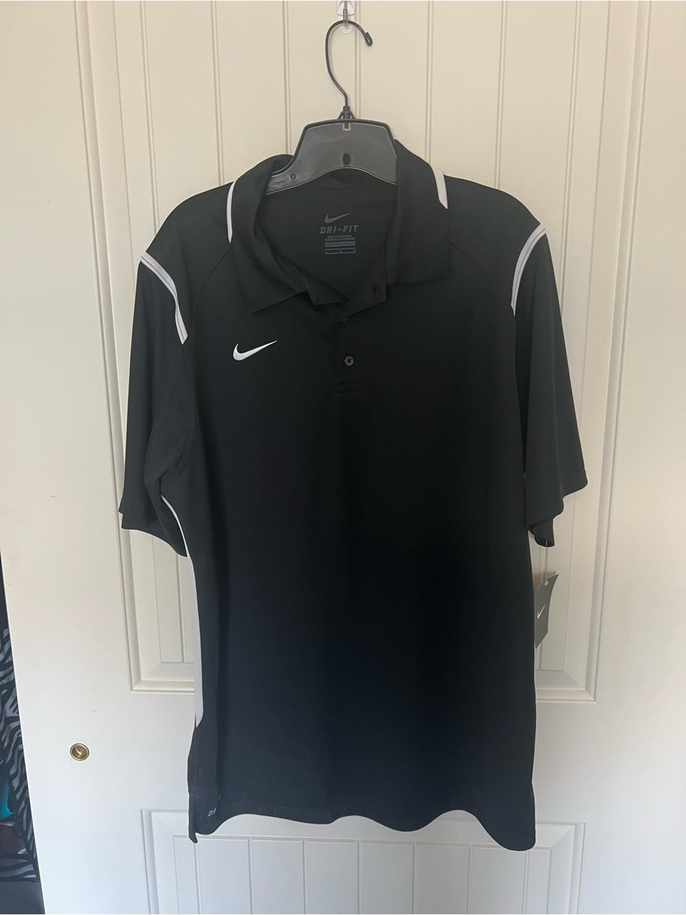 Nike Black Polo with White Trim — Men’s Dri-FIT